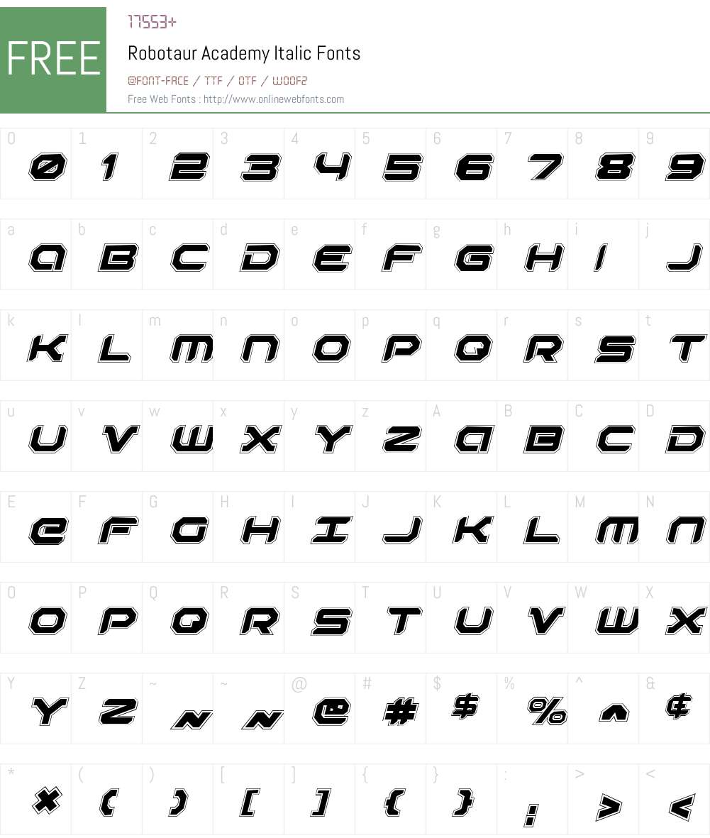 Robotaur Academy Italic Font Screenshots