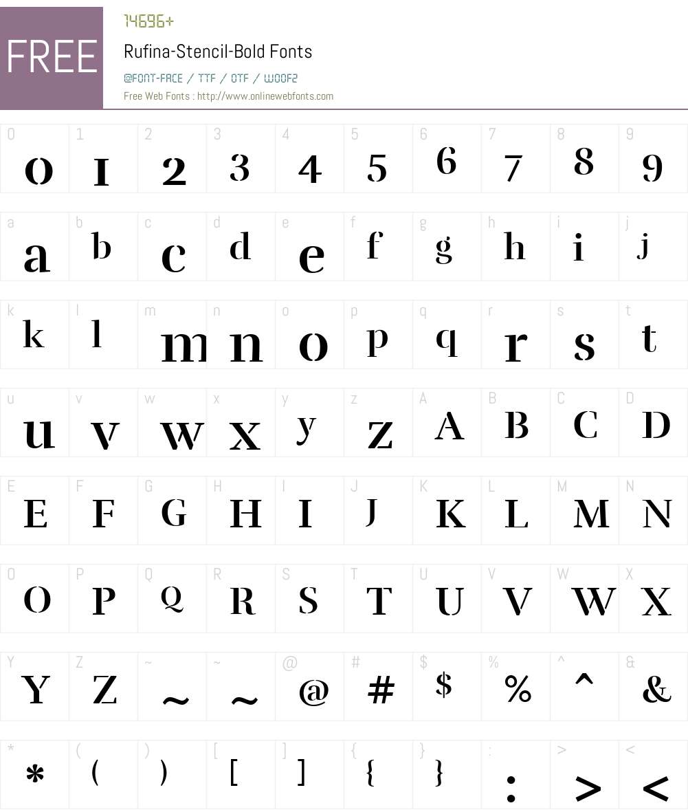Rufina-Stencil-Bold Font Screenshots