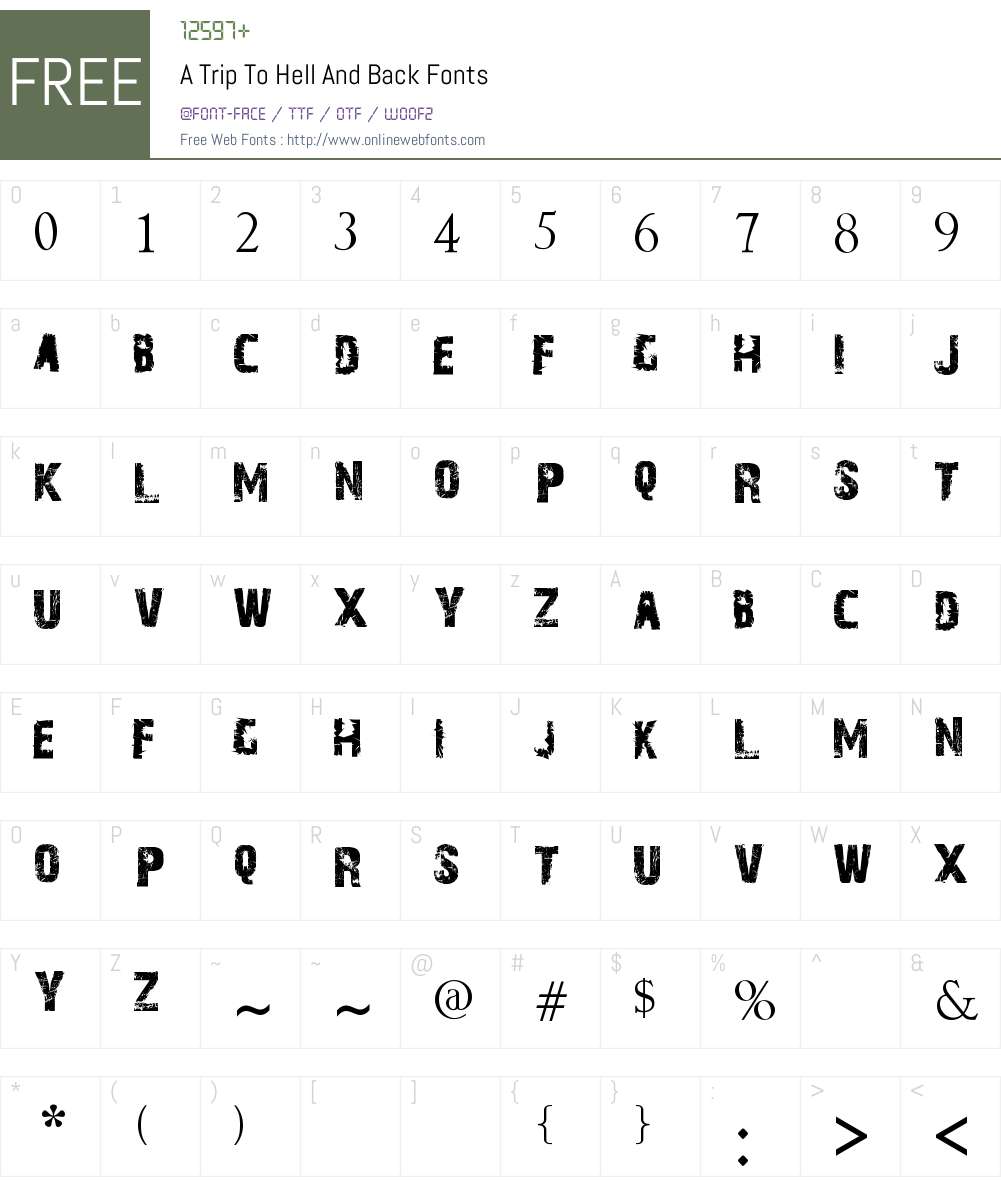 A Trip To Hell And Back Font Screenshots