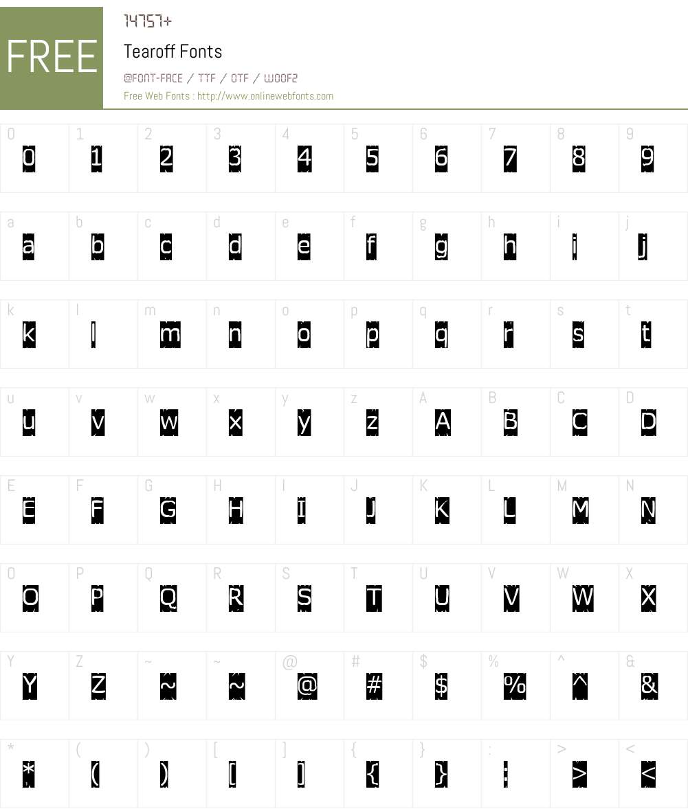 Tearoff Font Screenshots