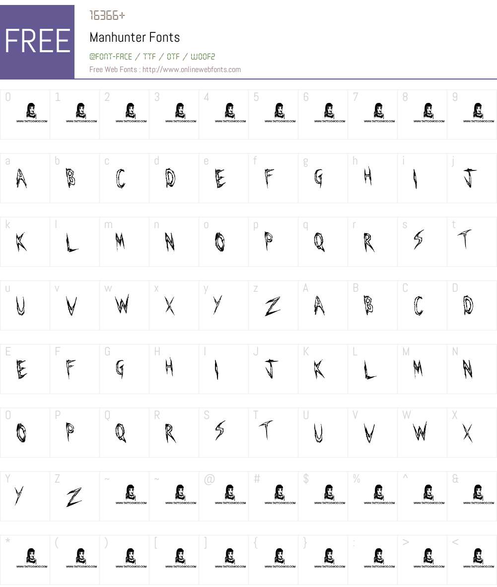 Manhunter Font Screenshots