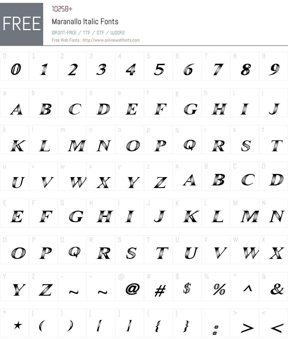 Maranallo Italic Font Screenshots