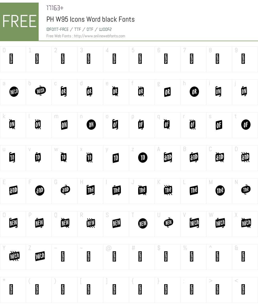PHW95-IconsWordblack Font Screenshots