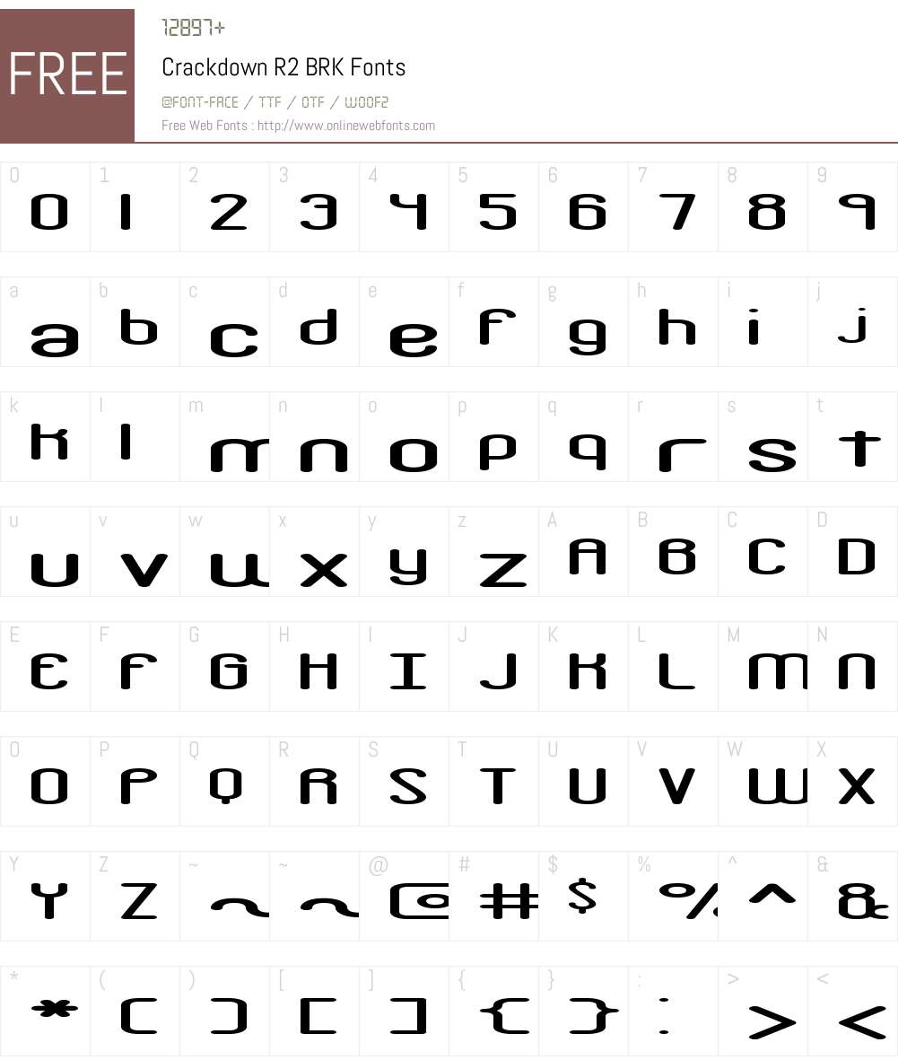 Crackdown R2 BRK Font Screenshots