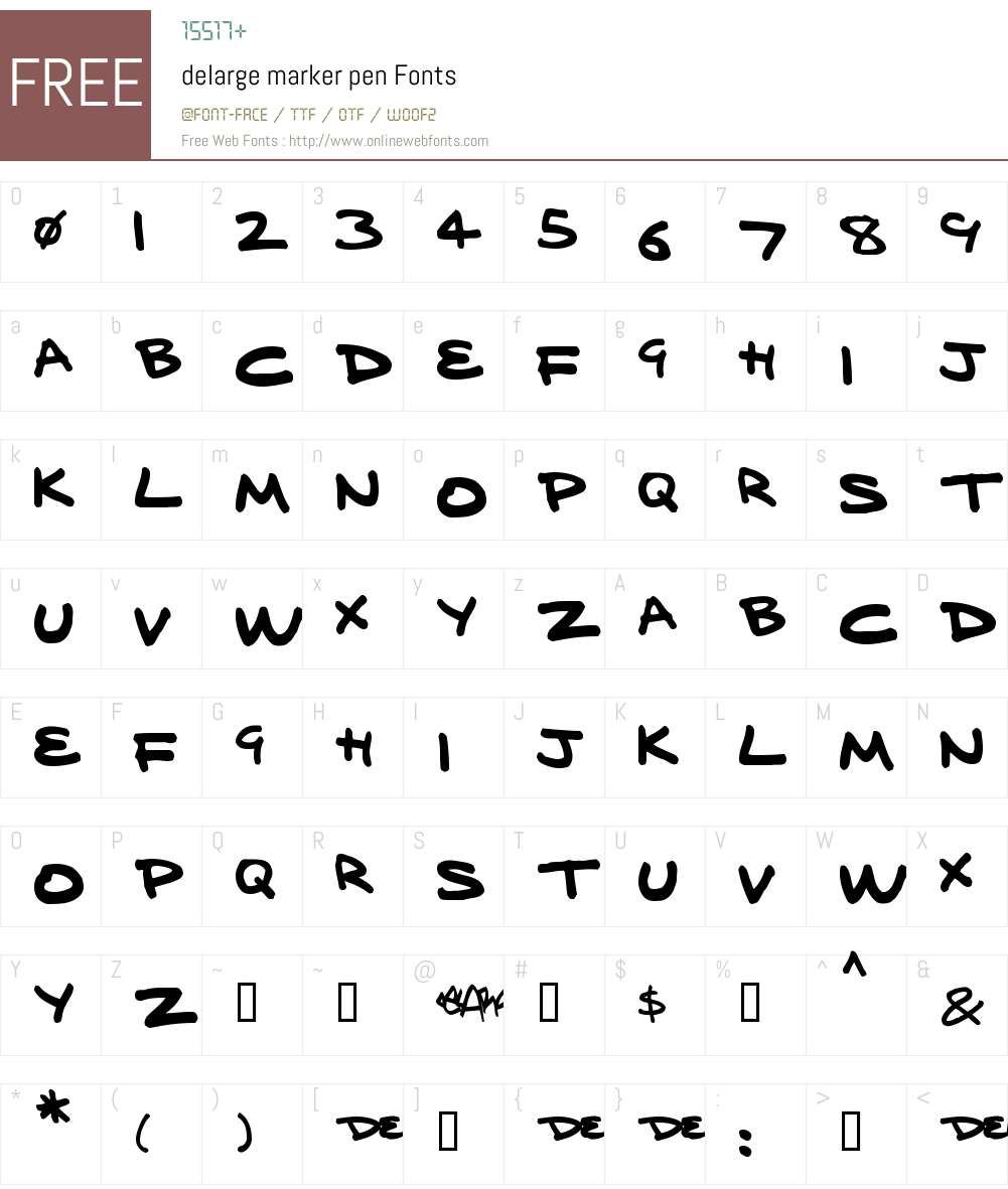 delarge marker pen Font Screenshots