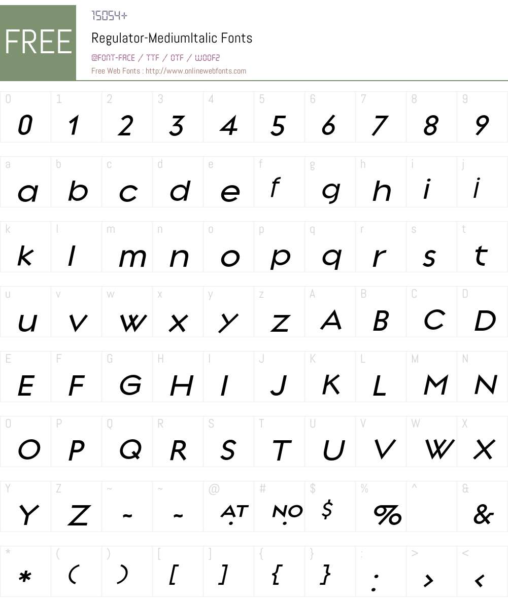 Regulator Font Screenshots