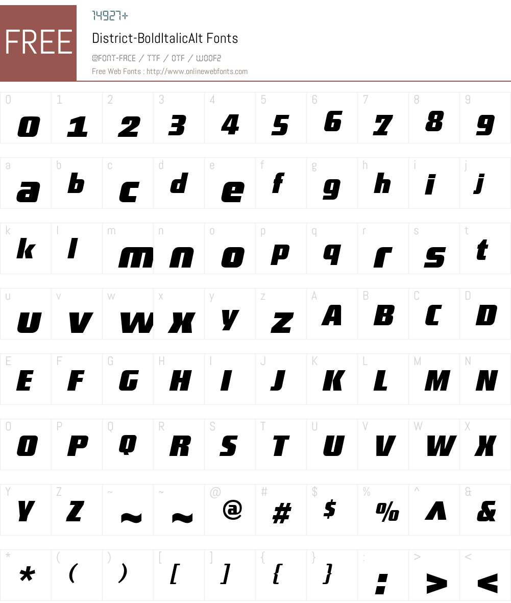 District-BoldItalicAlt Font Screenshots