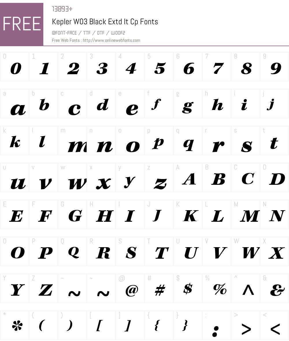 KeplerW03-BlackExtdItCp Font Screenshots
