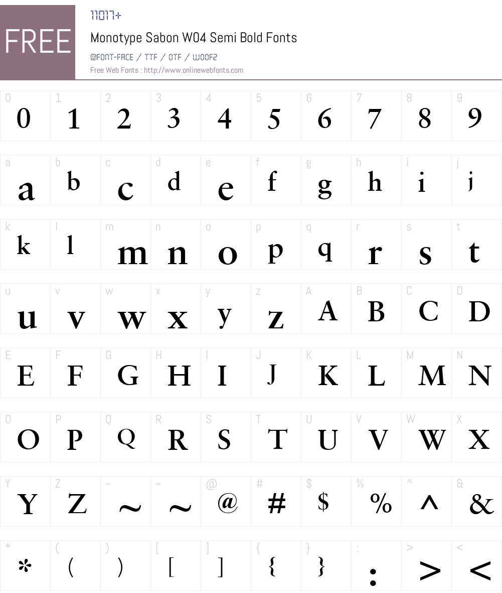 Monotype Sabon Font Screenshots