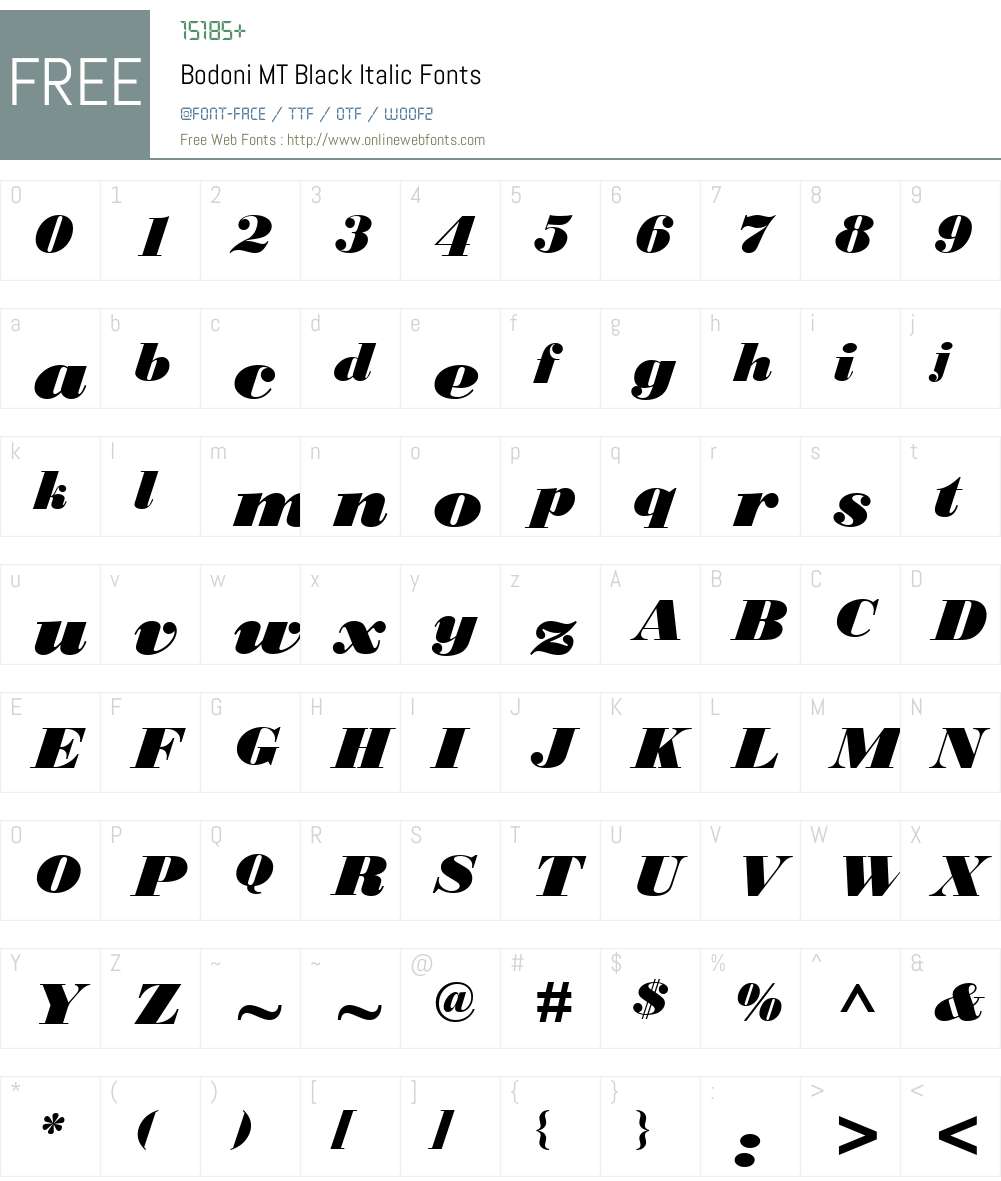 Bodoni MT Black Font Screenshots