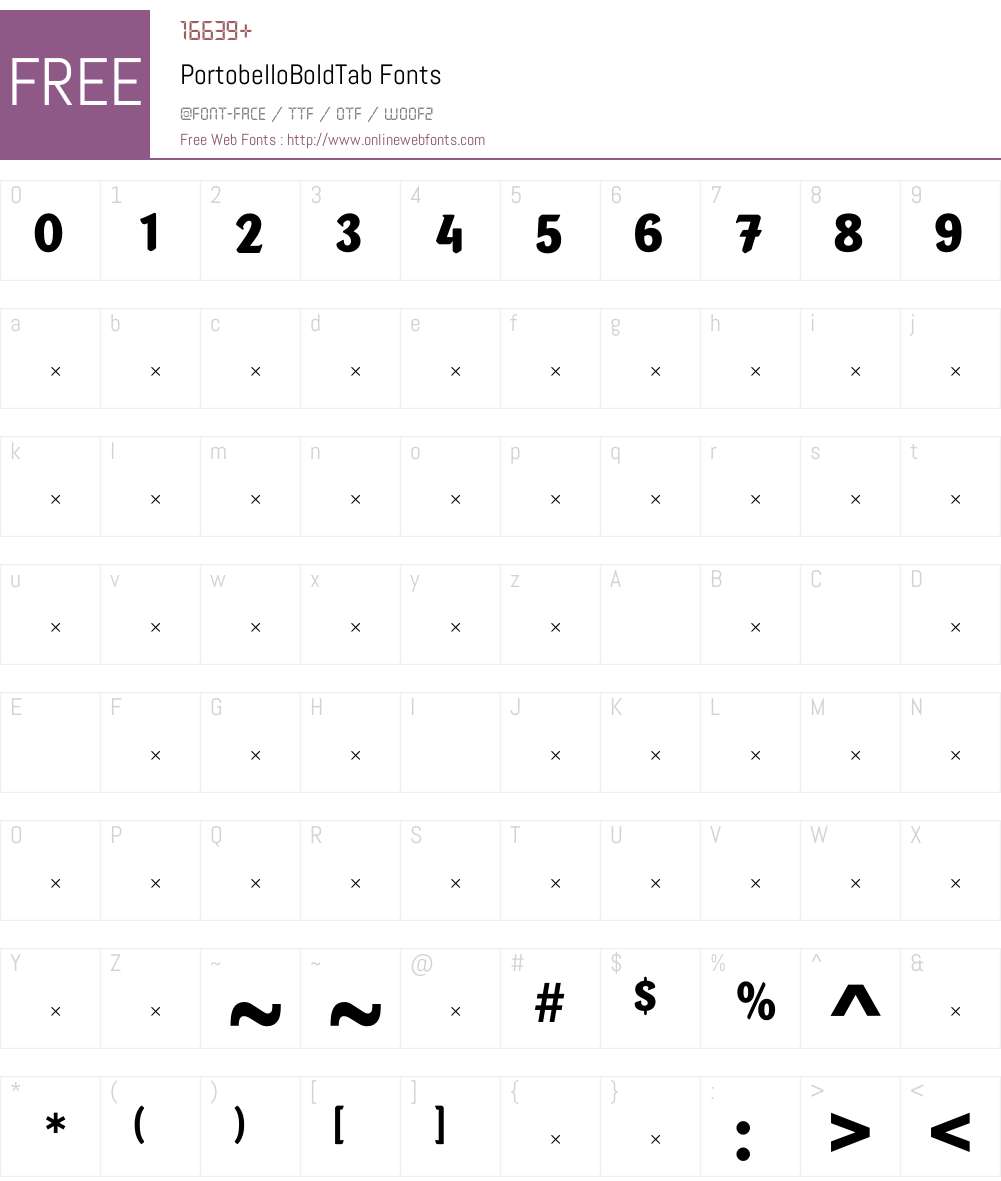 PortobelloBoldTab Font Screenshots