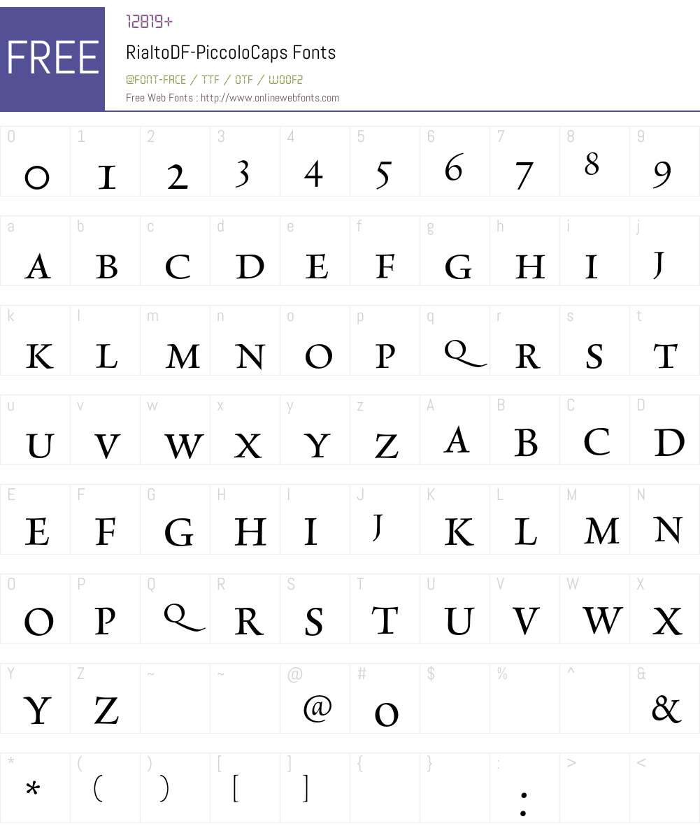 RialtoDF-PiccoloCaps Font Screenshots