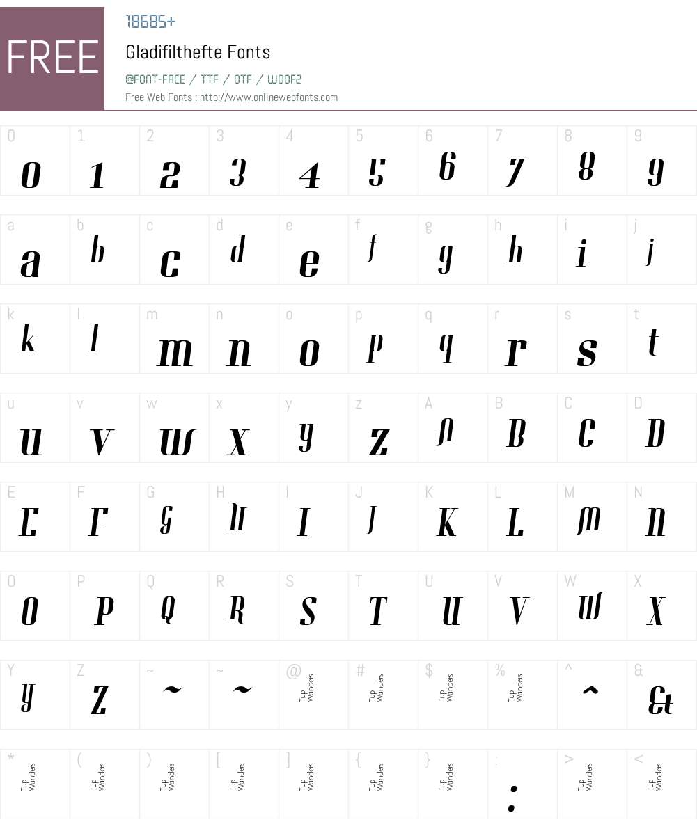 Gladifilthefte Font Screenshots