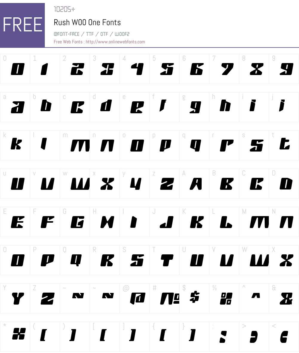 RushW00-One Font Screenshots