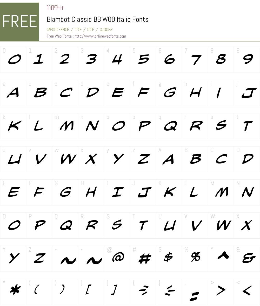 BlambotClassicBBW00-Italic Font Screenshots