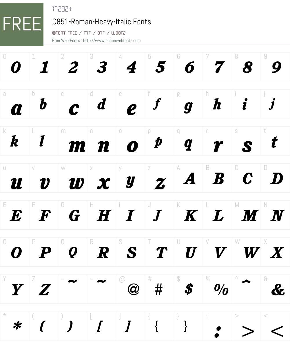 C851-Roman-Heavy Font Screenshots