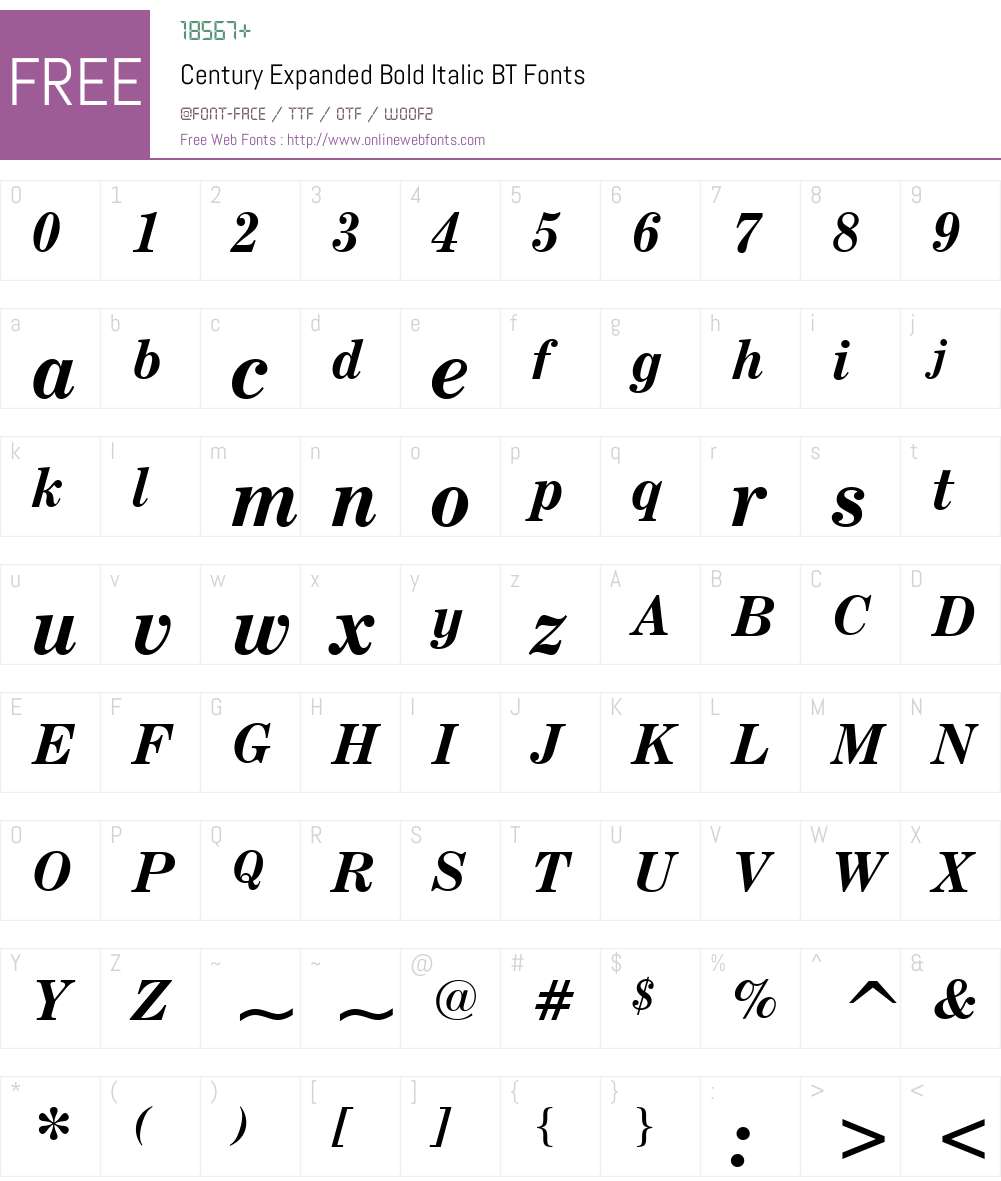 CenturyExpd BT Font Screenshots