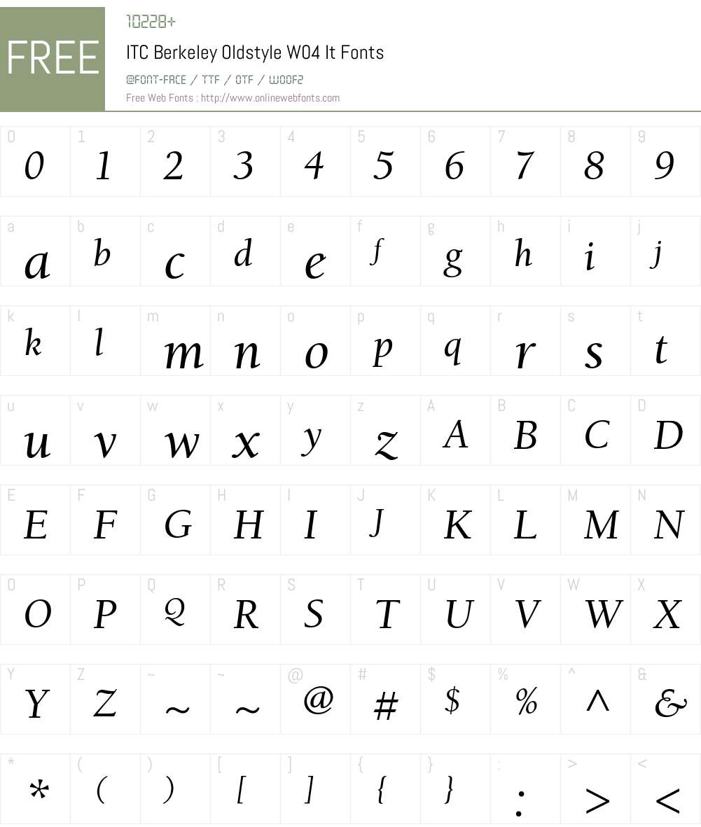 ITC Berkeley Old Style Font Screenshots