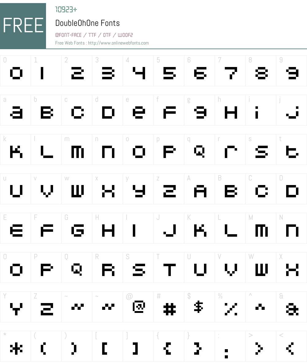 DoubleOhOne Font Screenshots