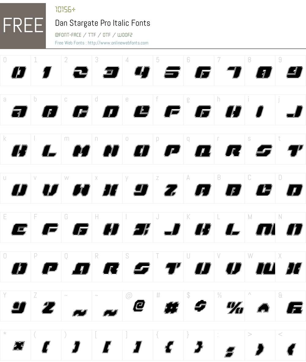 Dan Stargate Pro Italic Font Screenshots