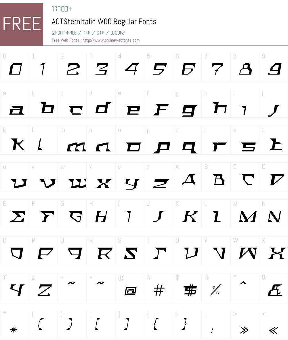 ACTSternItalic Font Screenshots