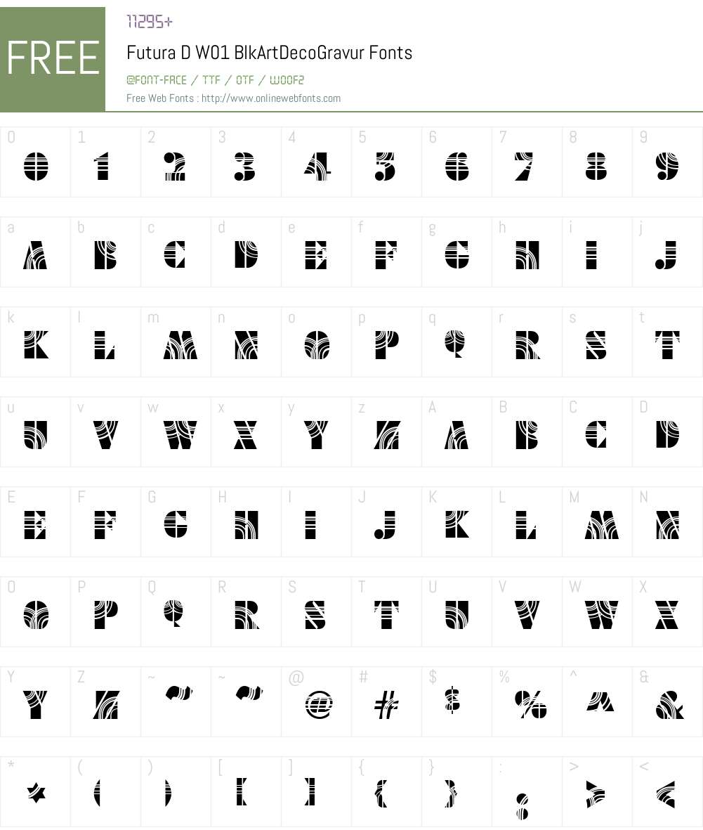 FuturaDW01-BlkArtDecoGravur Font Screenshots