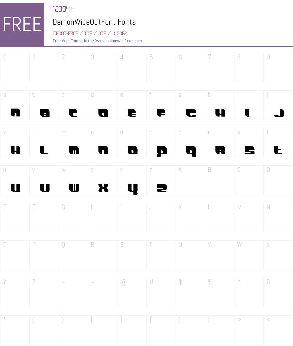 DemonWipeOutFont Font Screenshots