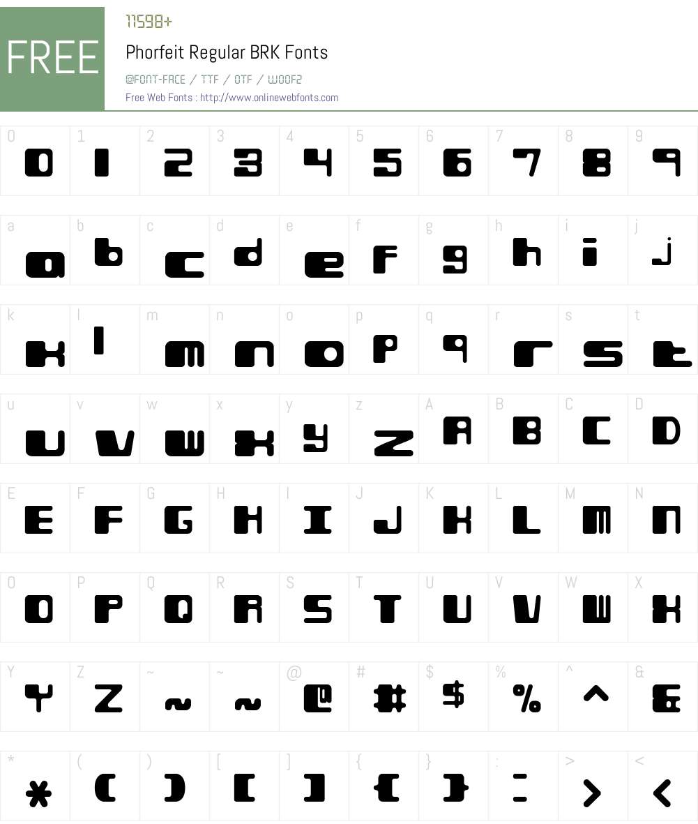 Phorfeit Regular BRK Font Screenshots