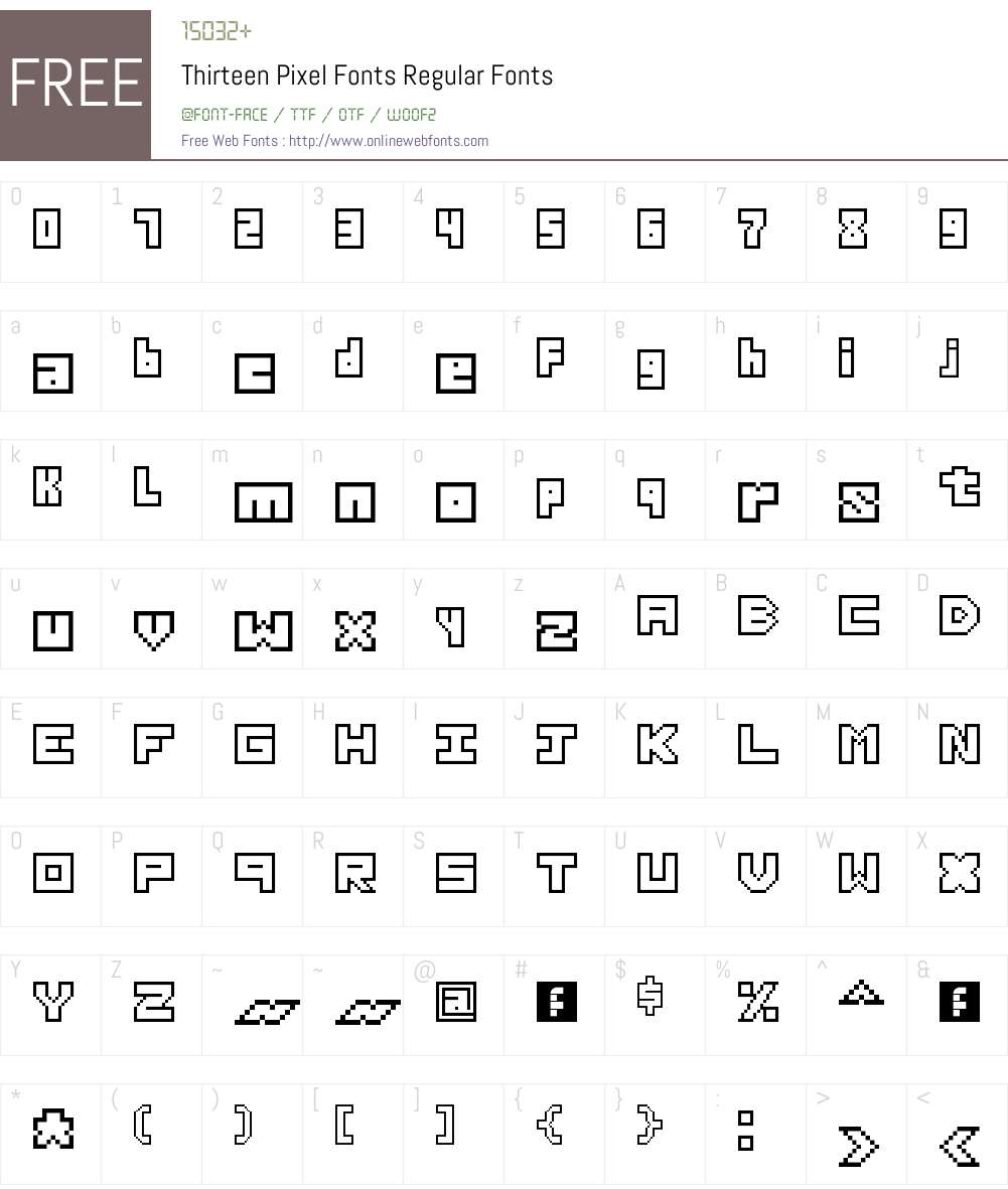 Thirteen Pixel Fonts Font Screenshots