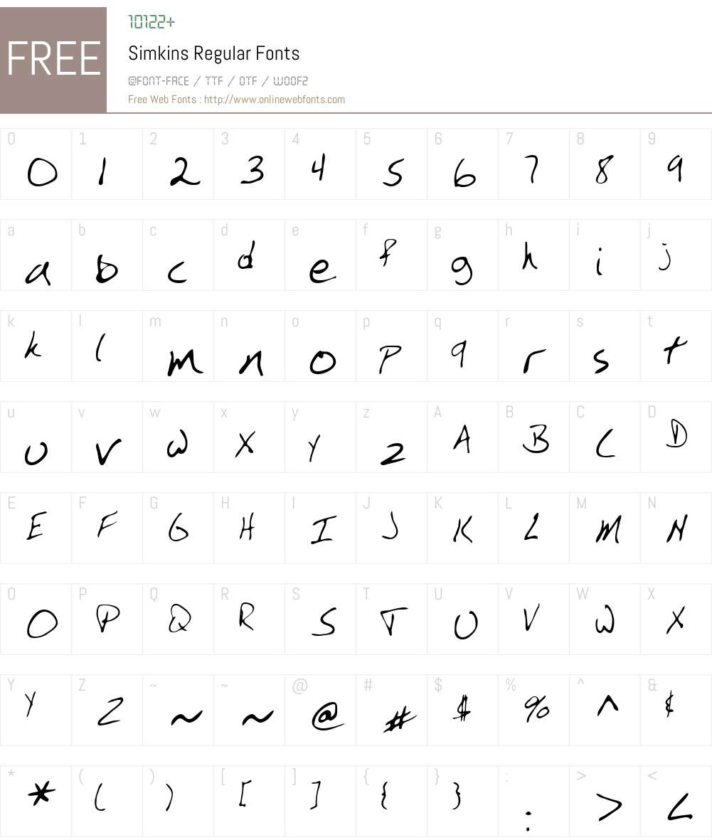 Simkins Font Screenshots