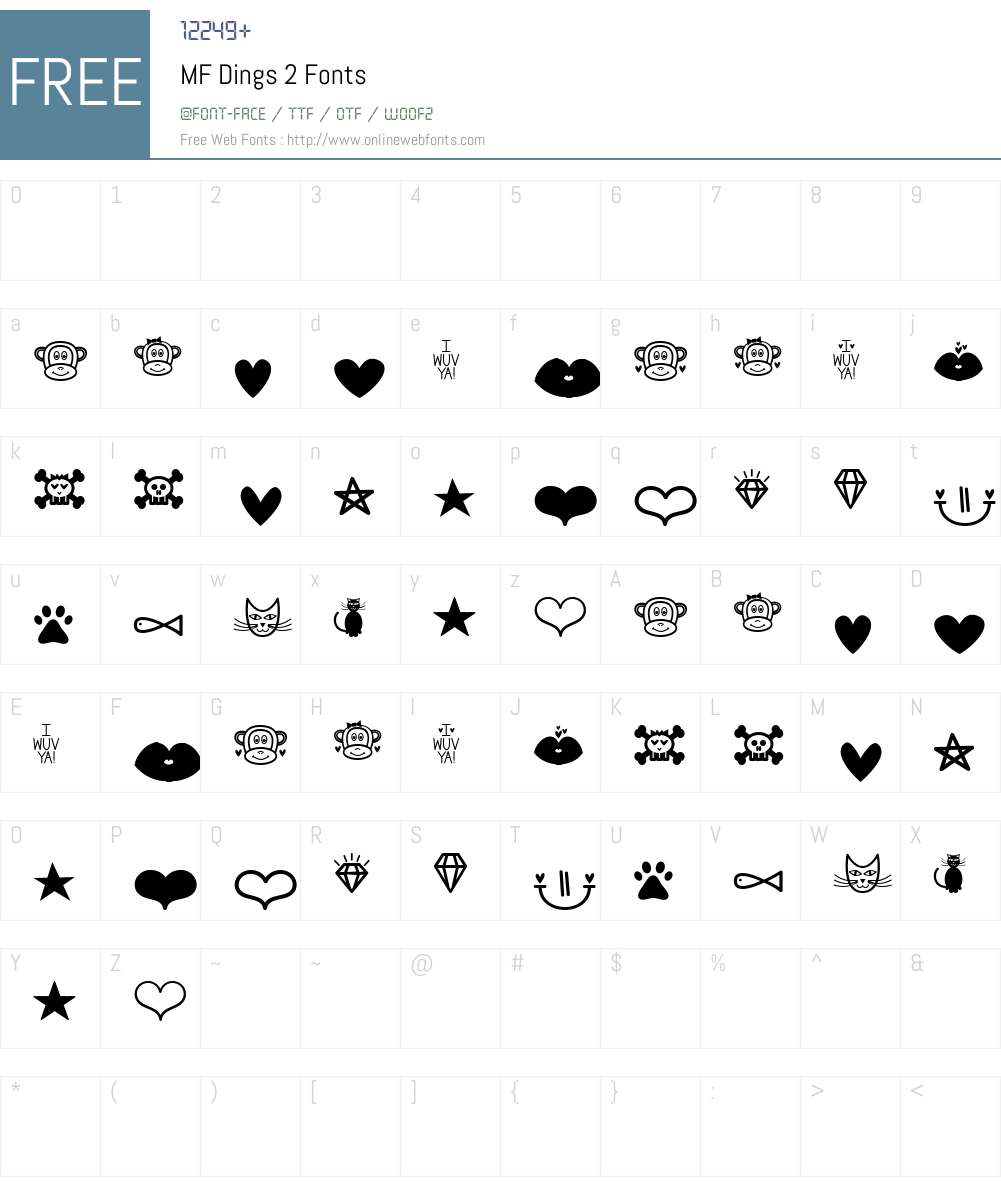 MF Dings 2 Font Screenshots