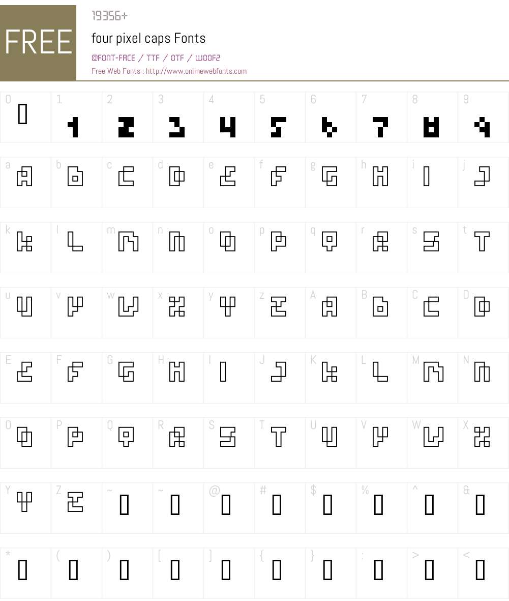four pixel caps Font Screenshots