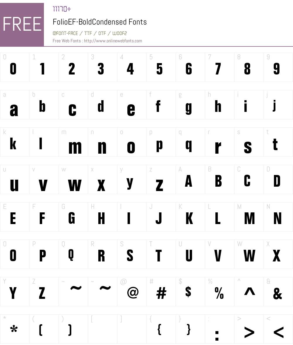 FolioEF-BoldCondensed Font Screenshots