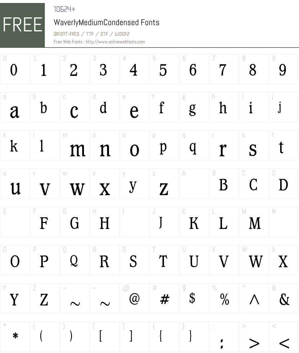 WaverlyMediumCondensed Font Screenshots