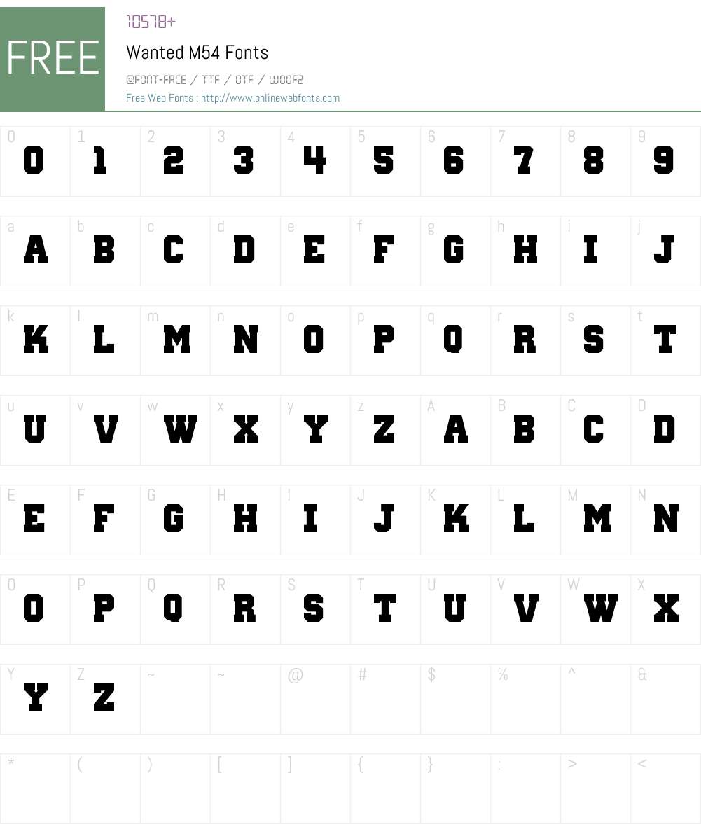 Wanted M54 Font Screenshots