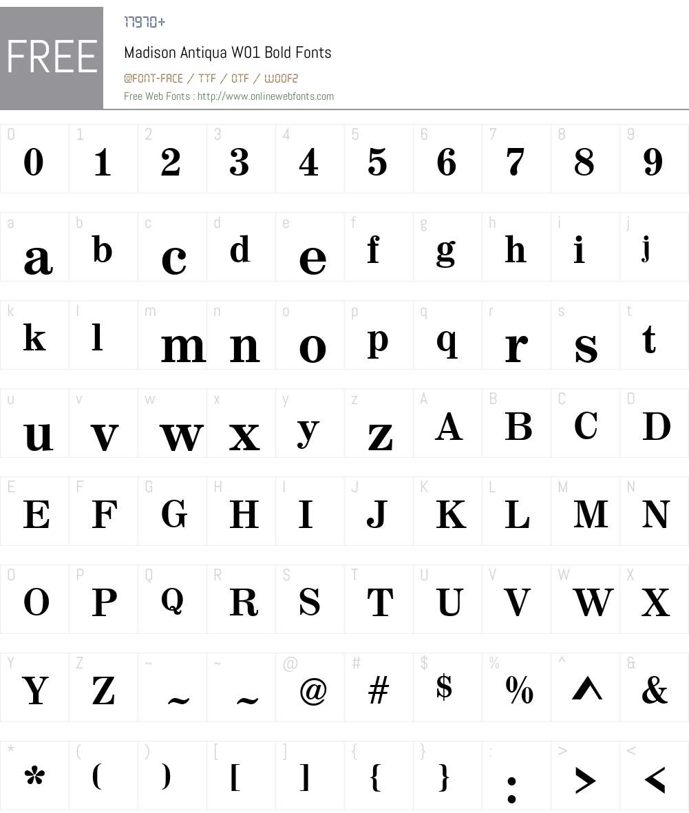 MadisonAntiquaW01-Bold Font Screenshots