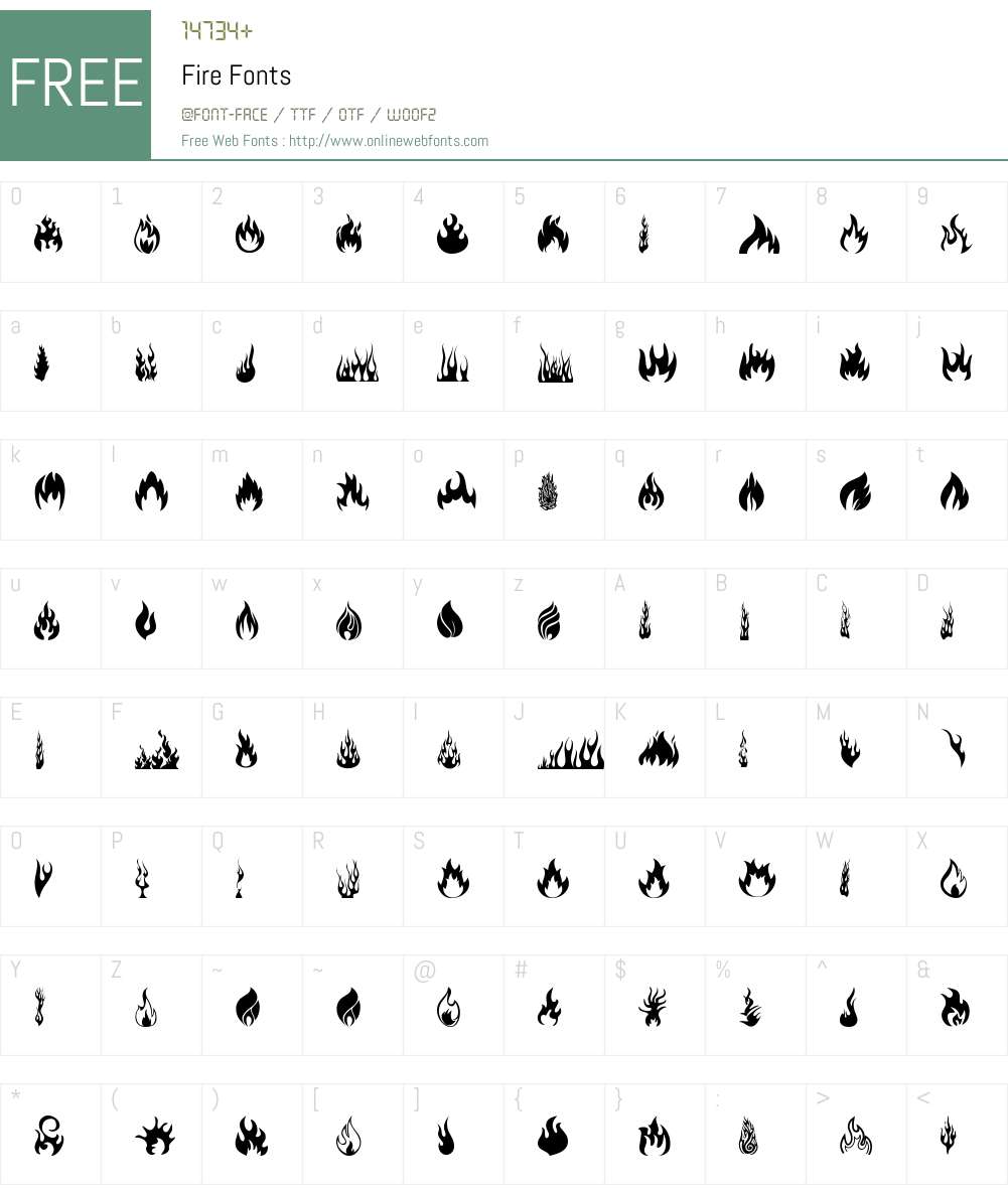 Fire 1.00 January 16, 2015, initial release Fonts Free Download