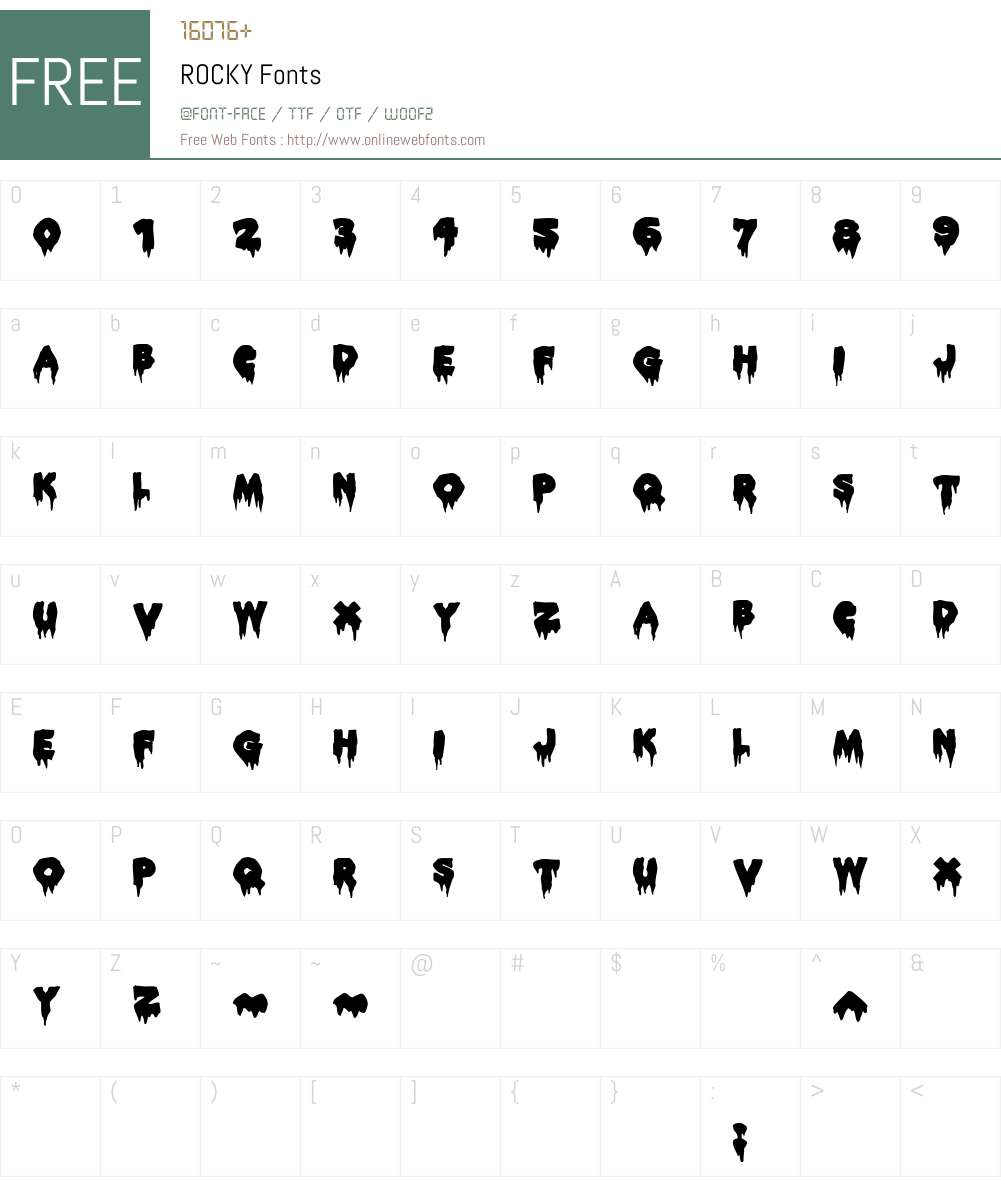 ROCKY Font Screenshots