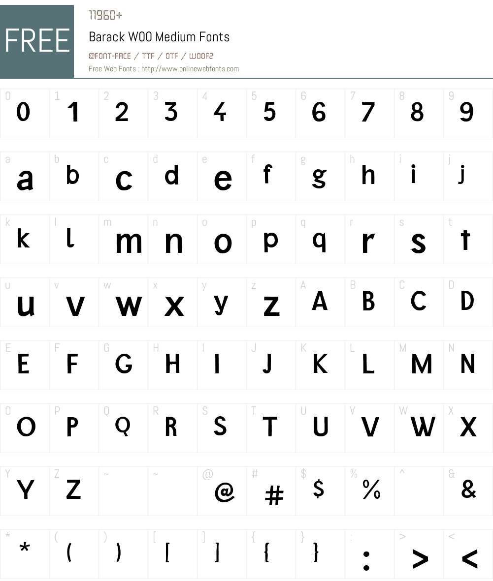 BarackW00-Medium Font Screenshots