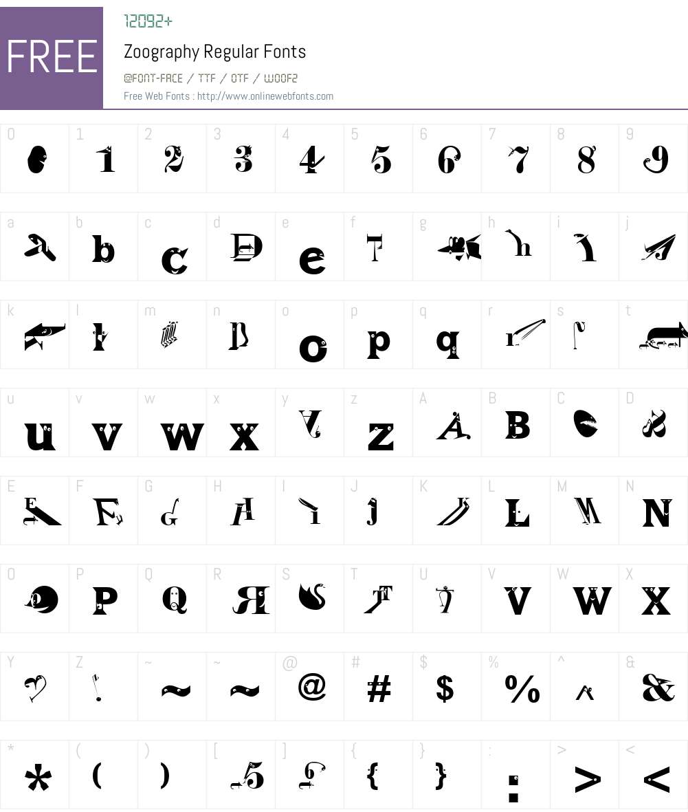Zoography Font Screenshots