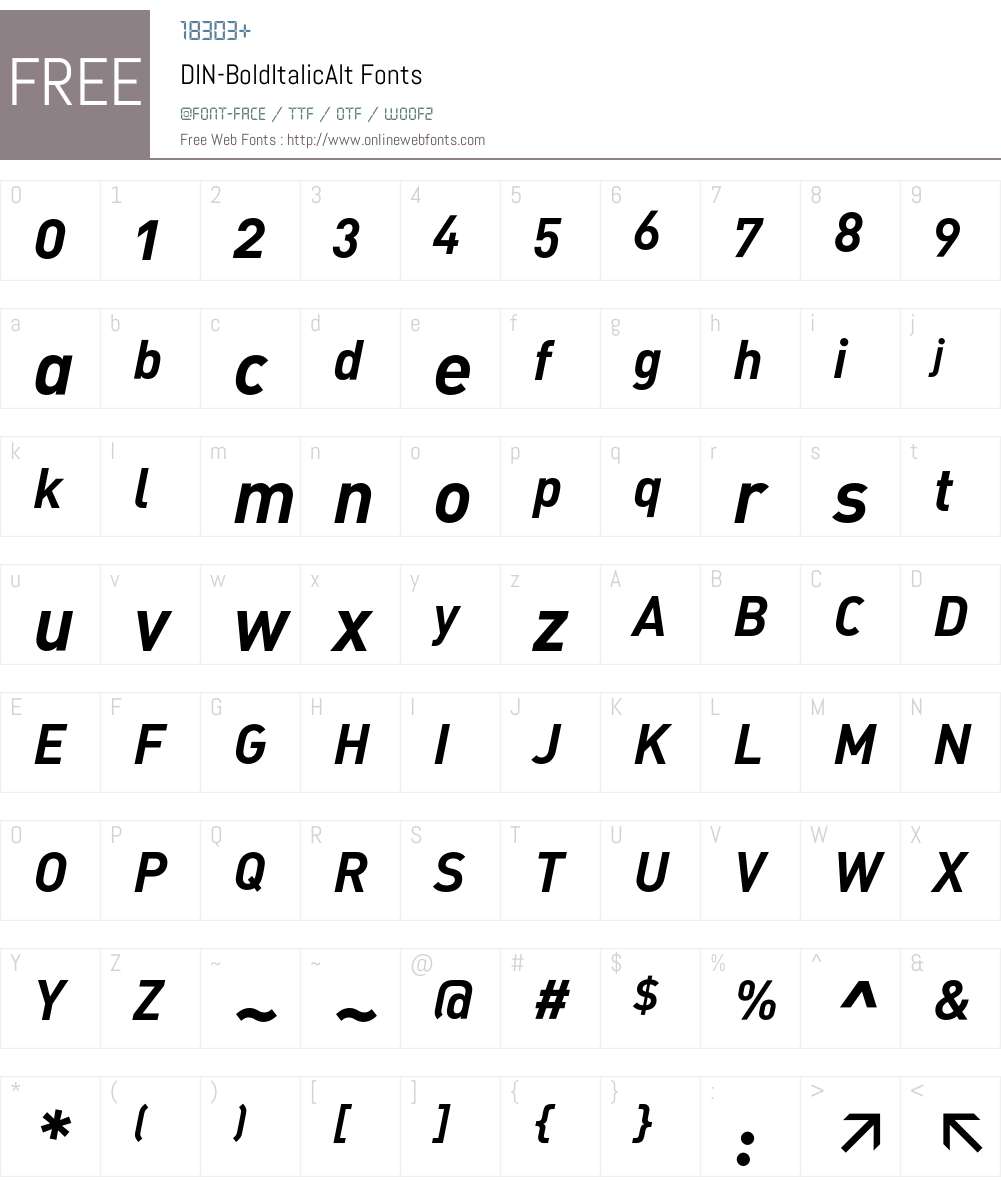 DIN-BoldItalicAlt Font Screenshots