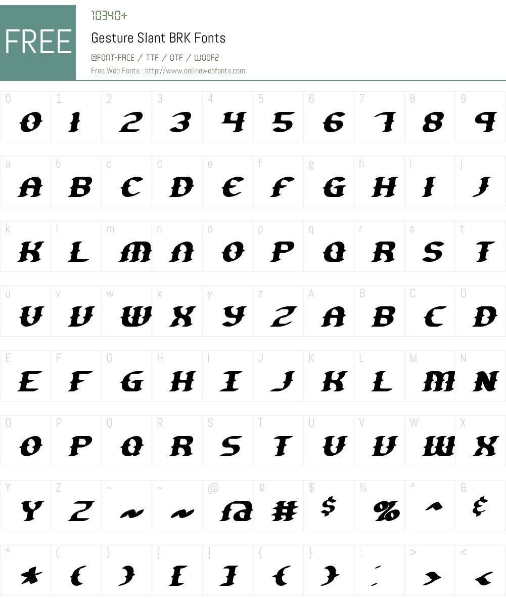Gesture Slant BRK Font Screenshots