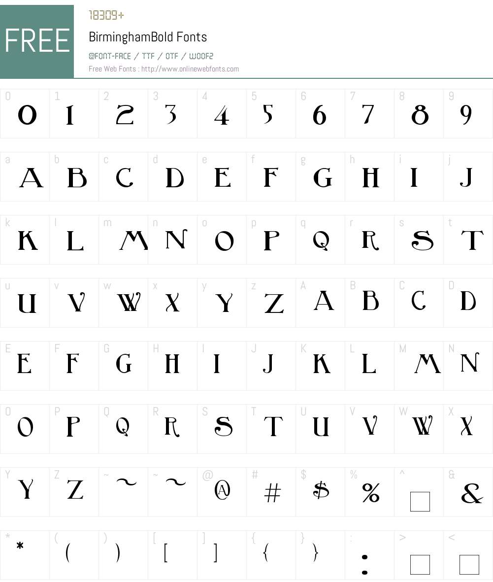 BirminghamBold Font Screenshots