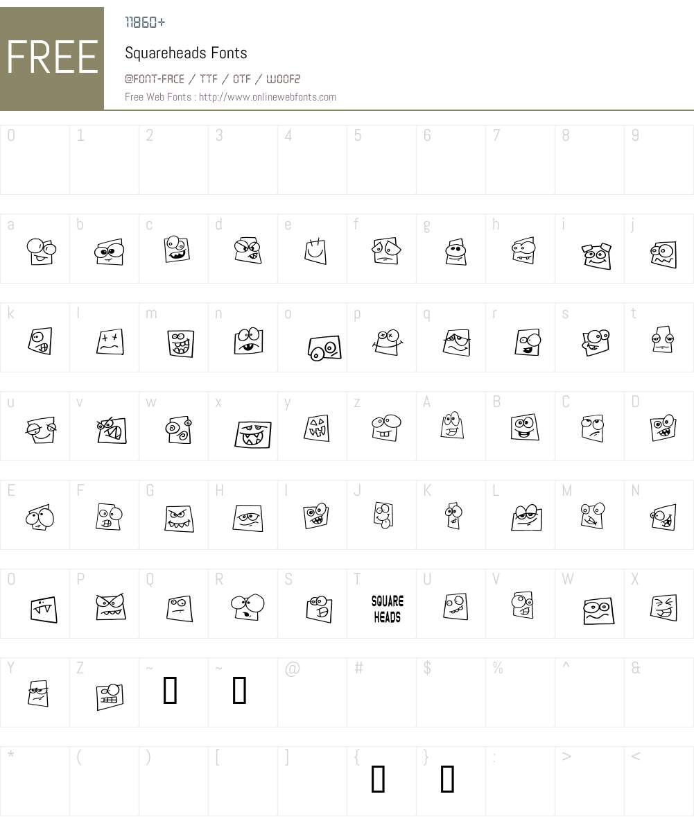 Squareheads Font Screenshots