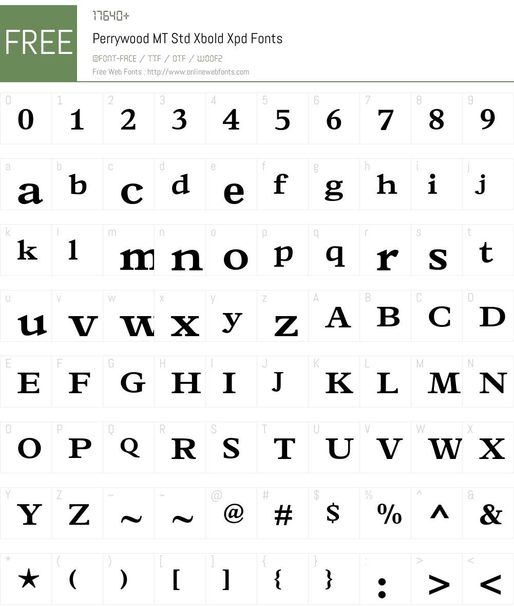Perrywood MT Std Font Screenshots