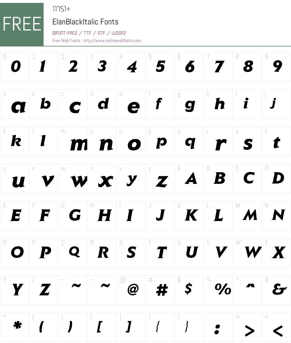 Elan Font Screenshots