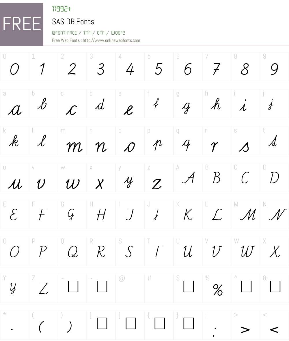 SAS DB Font Screenshots