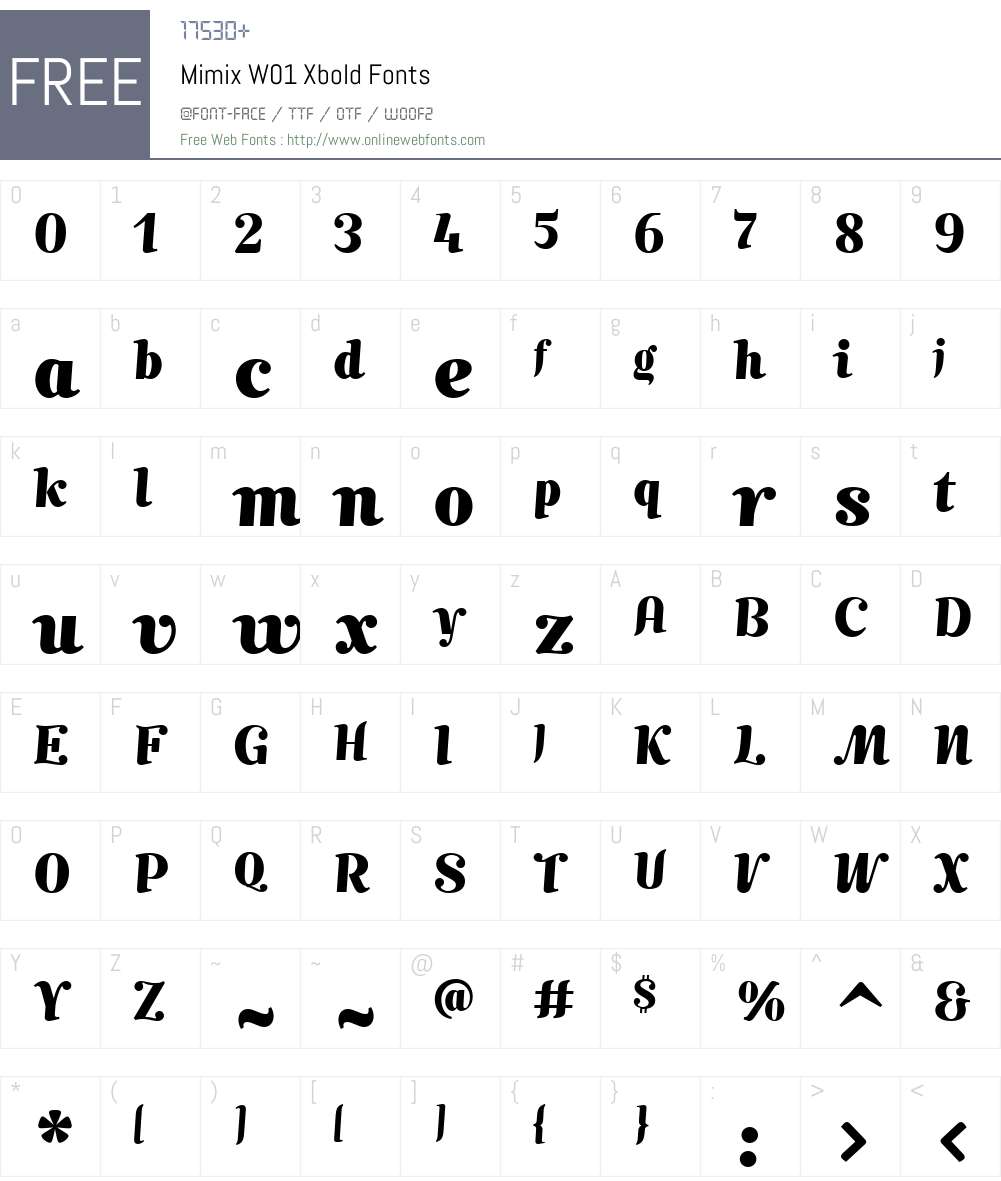 MimixW01-Xbold Font Screenshots