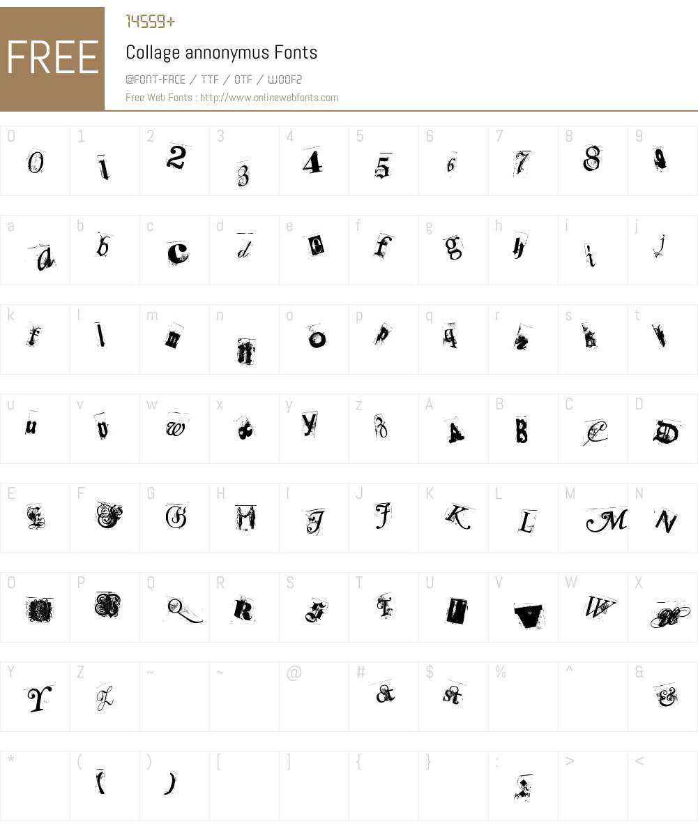 Collage annonymus Font Screenshots