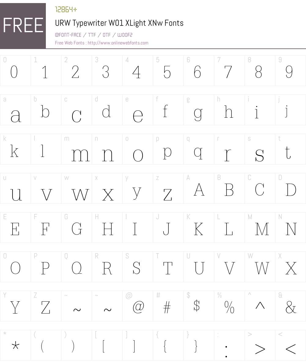 URWTypewriterW01-XLightXNw Font Screenshots